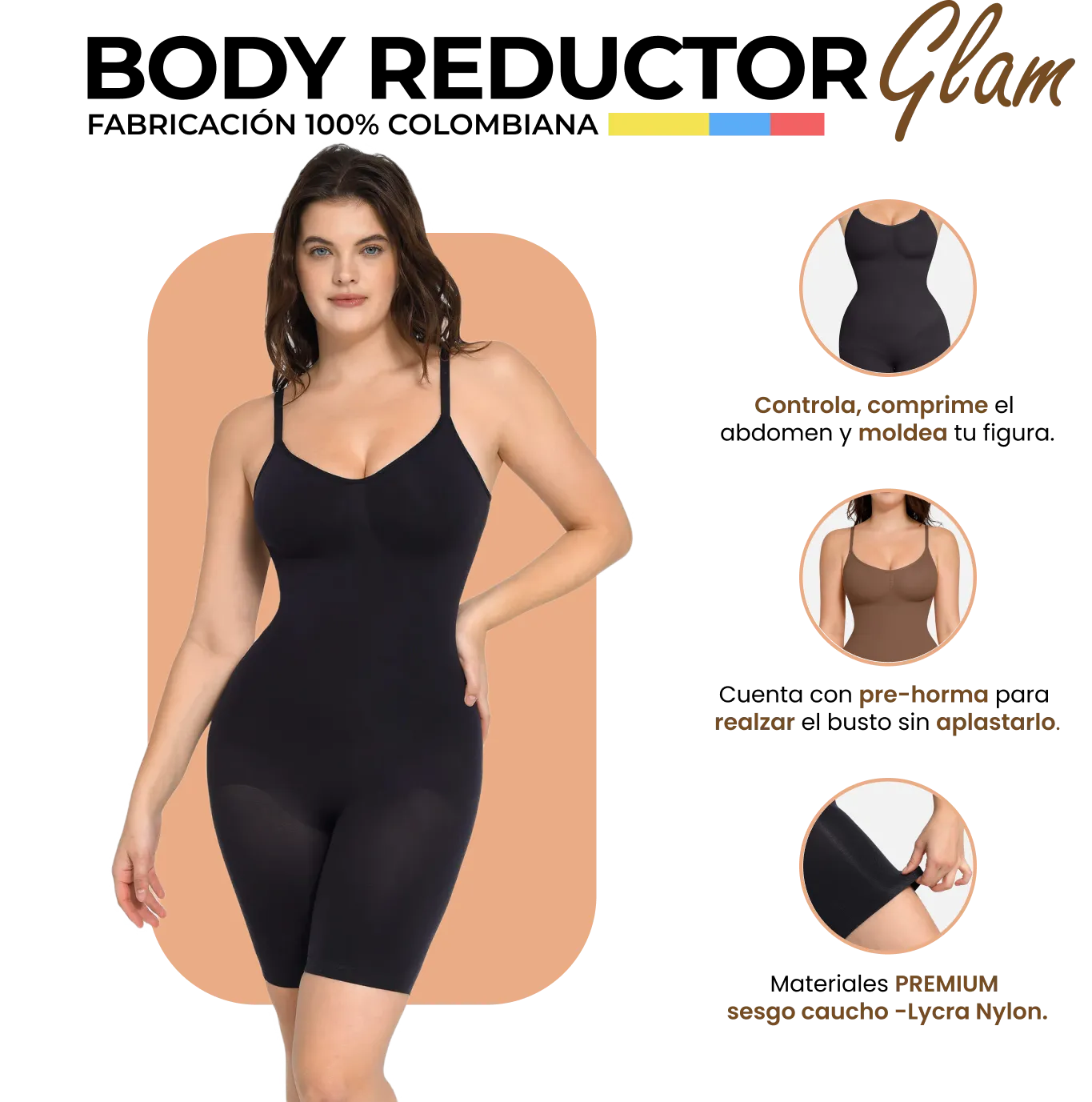 Enterizo moldeador LEVANTACOLA con abertura SEAMLESS | BodyGlam ® MODEL 2025